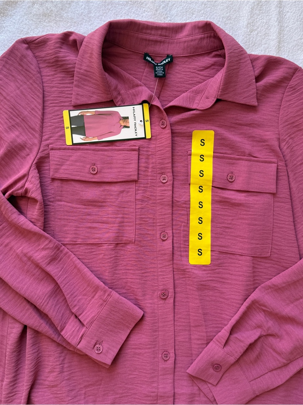 NWT Hillary Radley Button Down 3/4 Long Sleeve Shirt - Mauve Pink